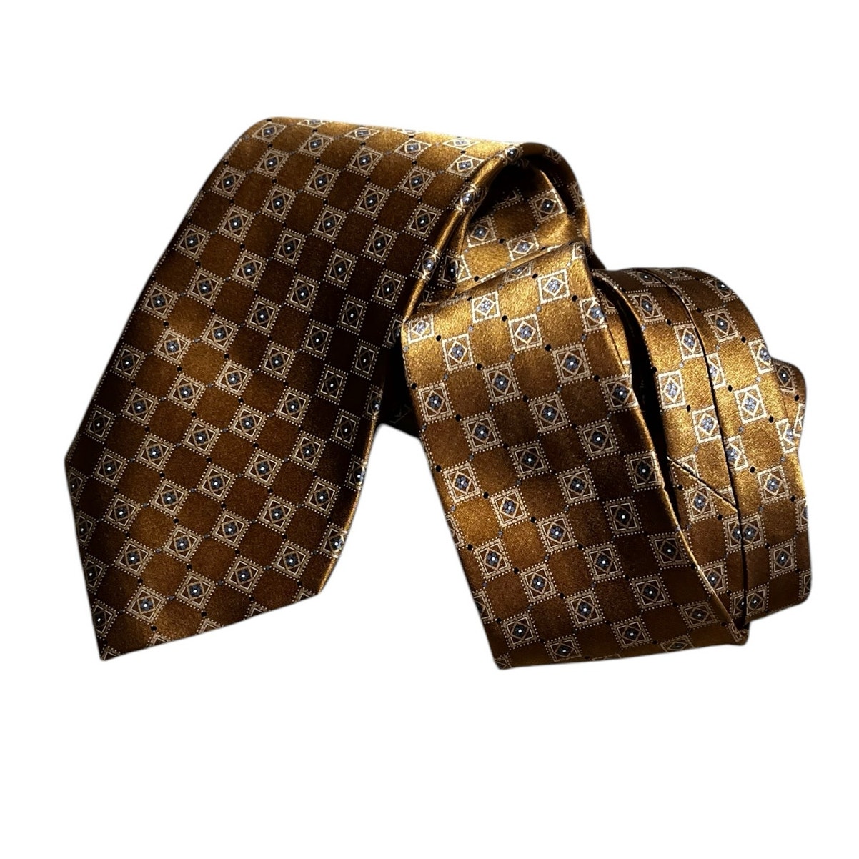 Joseph  Feiss Gold Geo Pattern 100 Silk Mens Tie